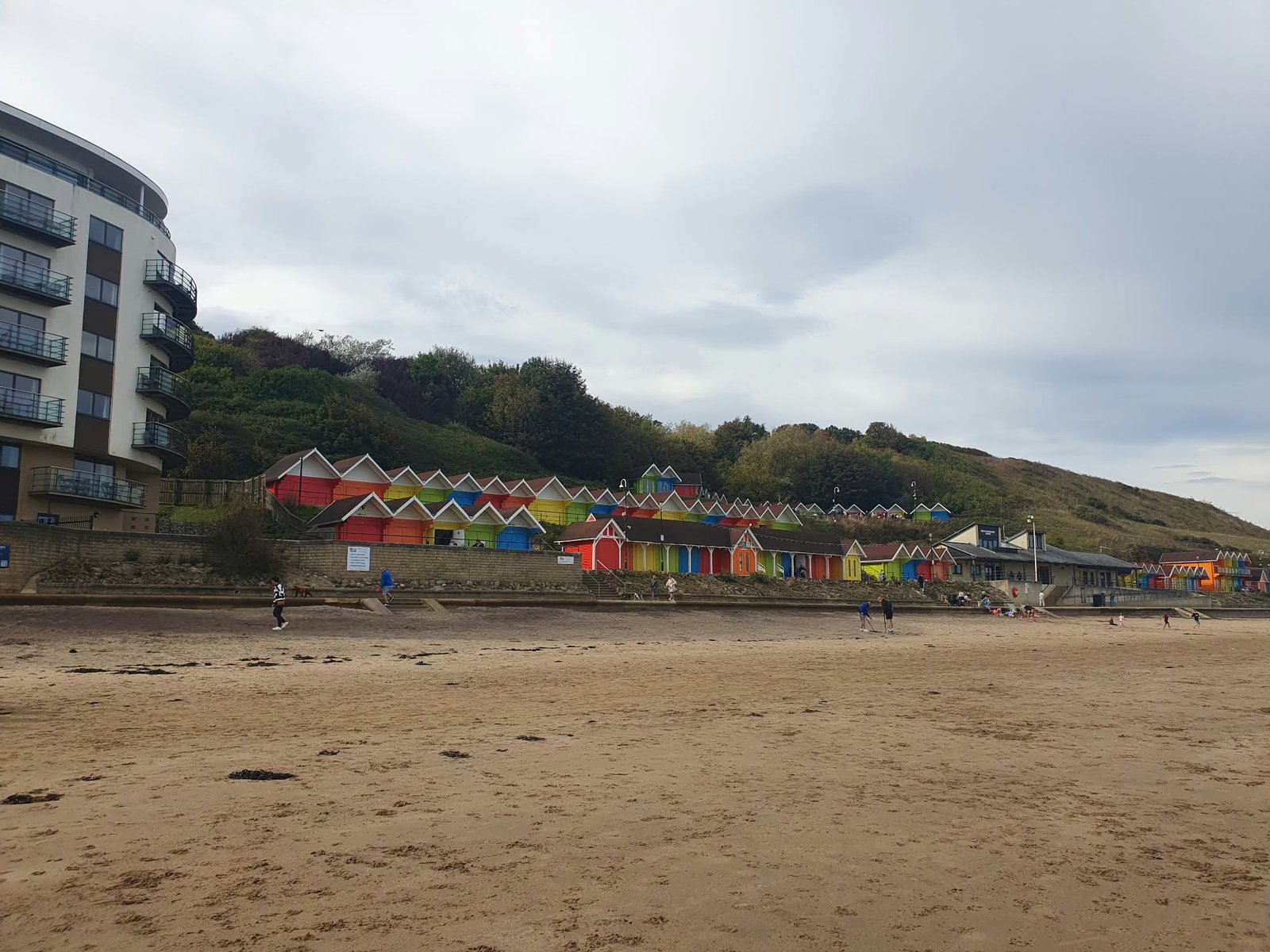 Colourful beach huts on Scarborough beach